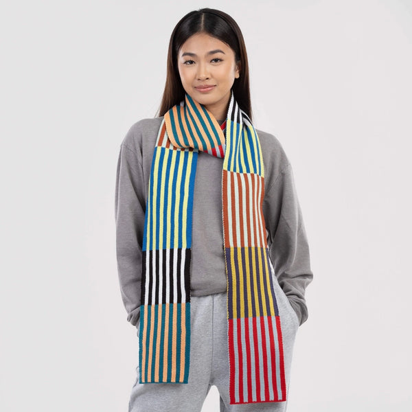 Colorblock Stripe Skinny Scarf