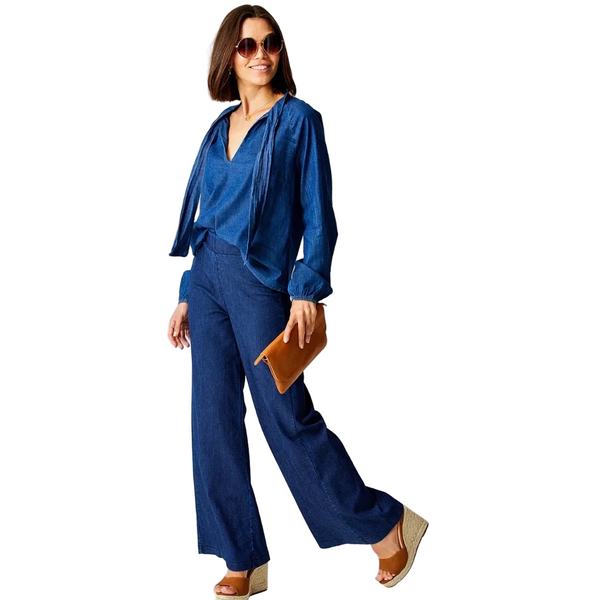 Suzy D Stretch Denim Flared  Pants