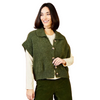 Wylee Button Thru Short Knit Waistcoat In Forest Green