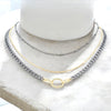 Hematite and Gold Triple-Strand Necklace