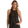 Elan Black Mesh Beaded Top