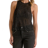 Elan Black Mesh Beaded Top