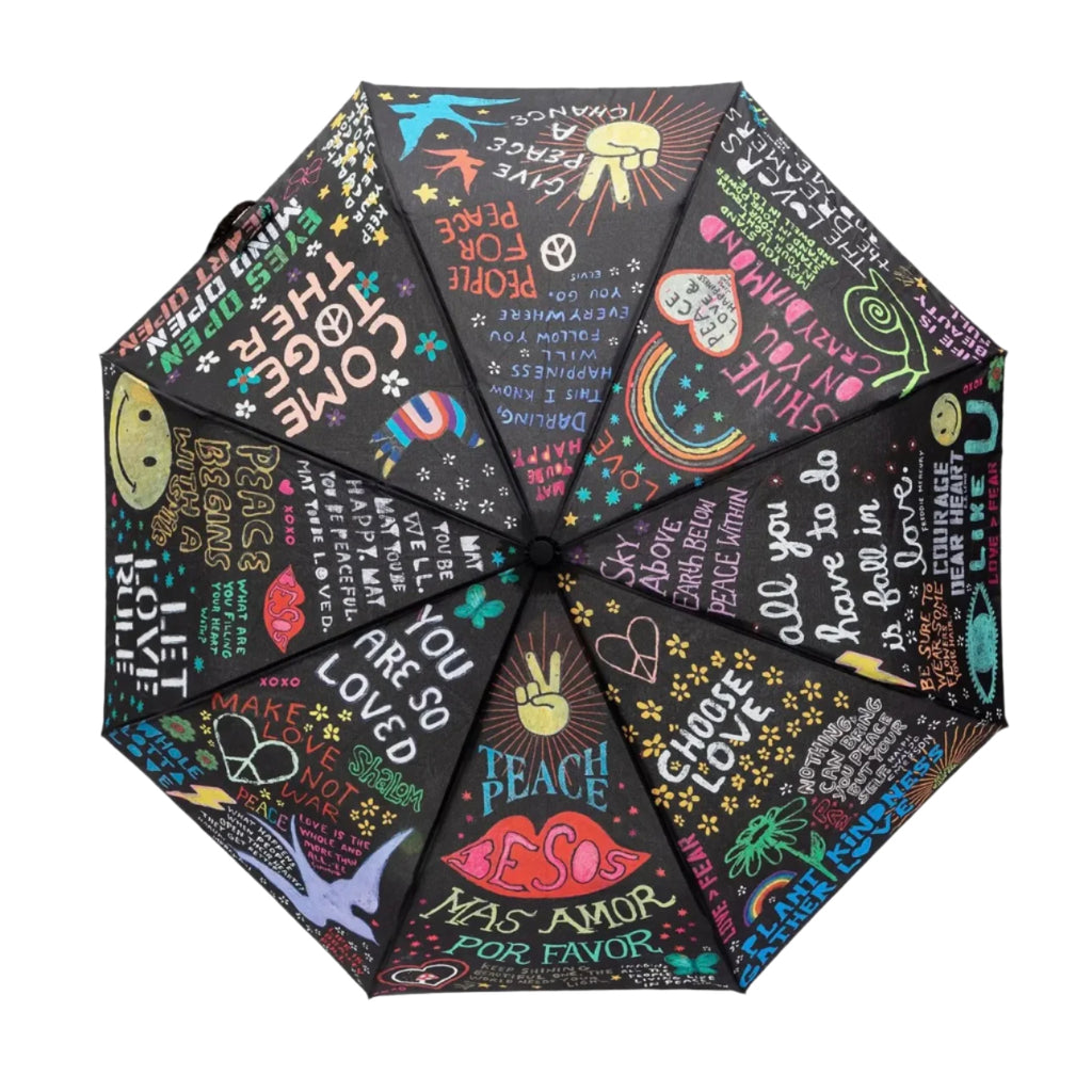 Fun and Colorful Graffiti Design Retractable Umbrella With Sleeve