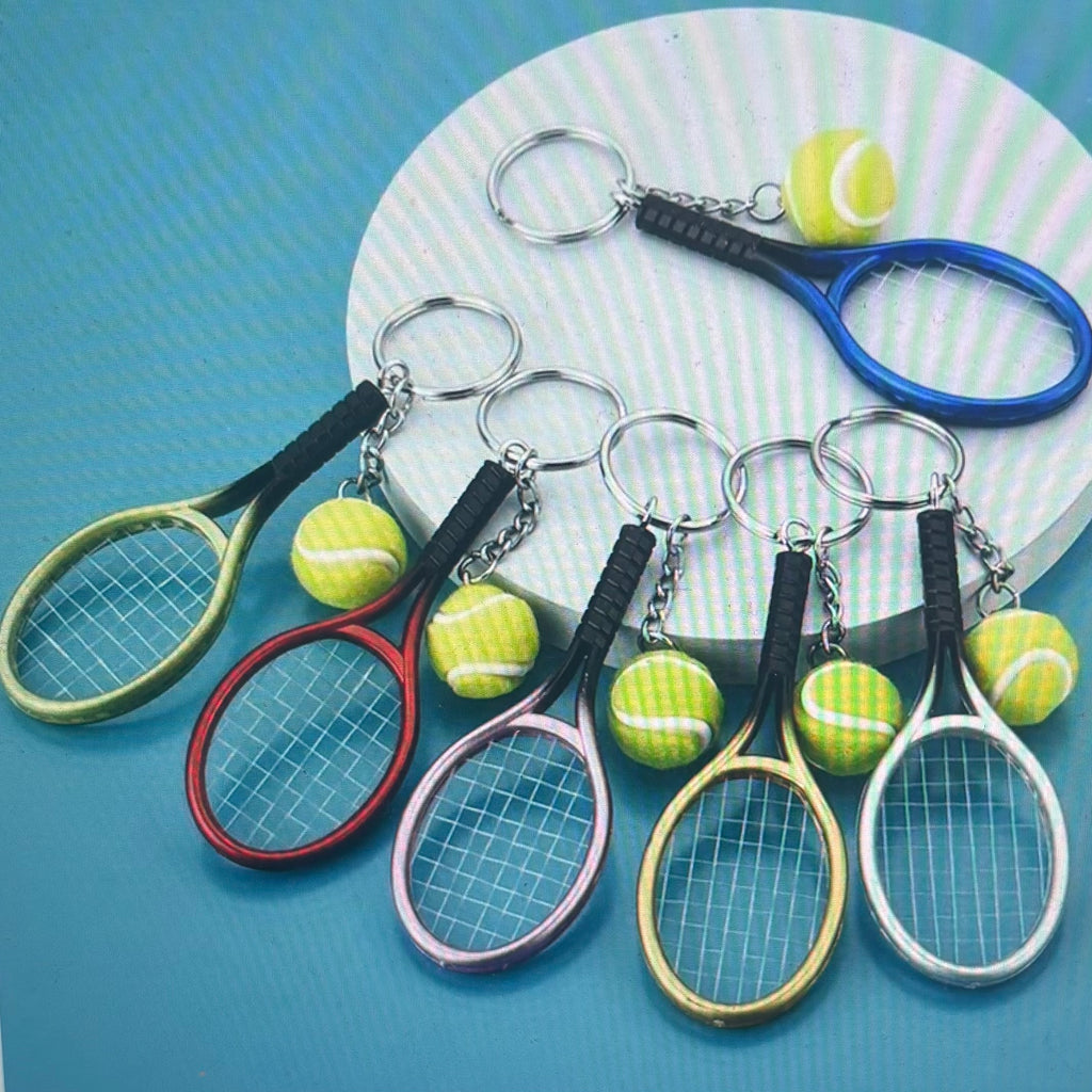 Tennis Racket and Ball Key Chain