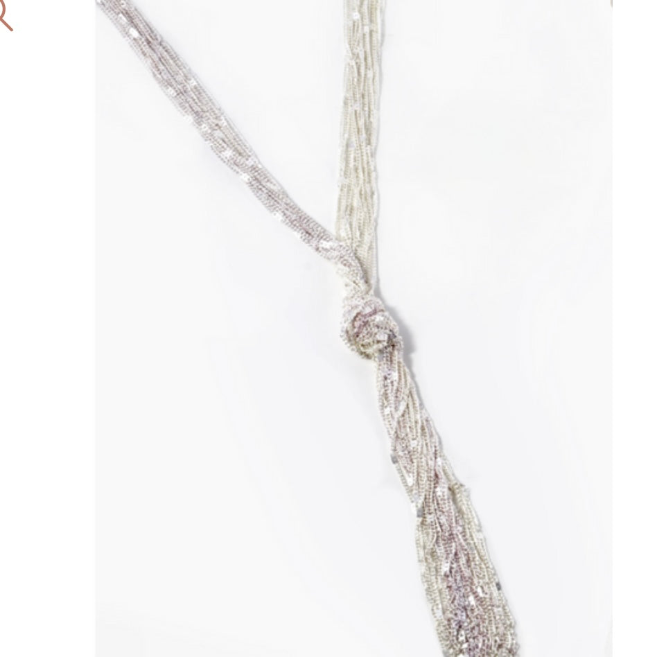 Sparkling Silver Chain Knot  Y Lariat Necklace