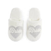 Bride Bedazzled Heart Slippers In Ivory