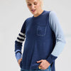 Zaket & Plover Spliced Sweater In Denim