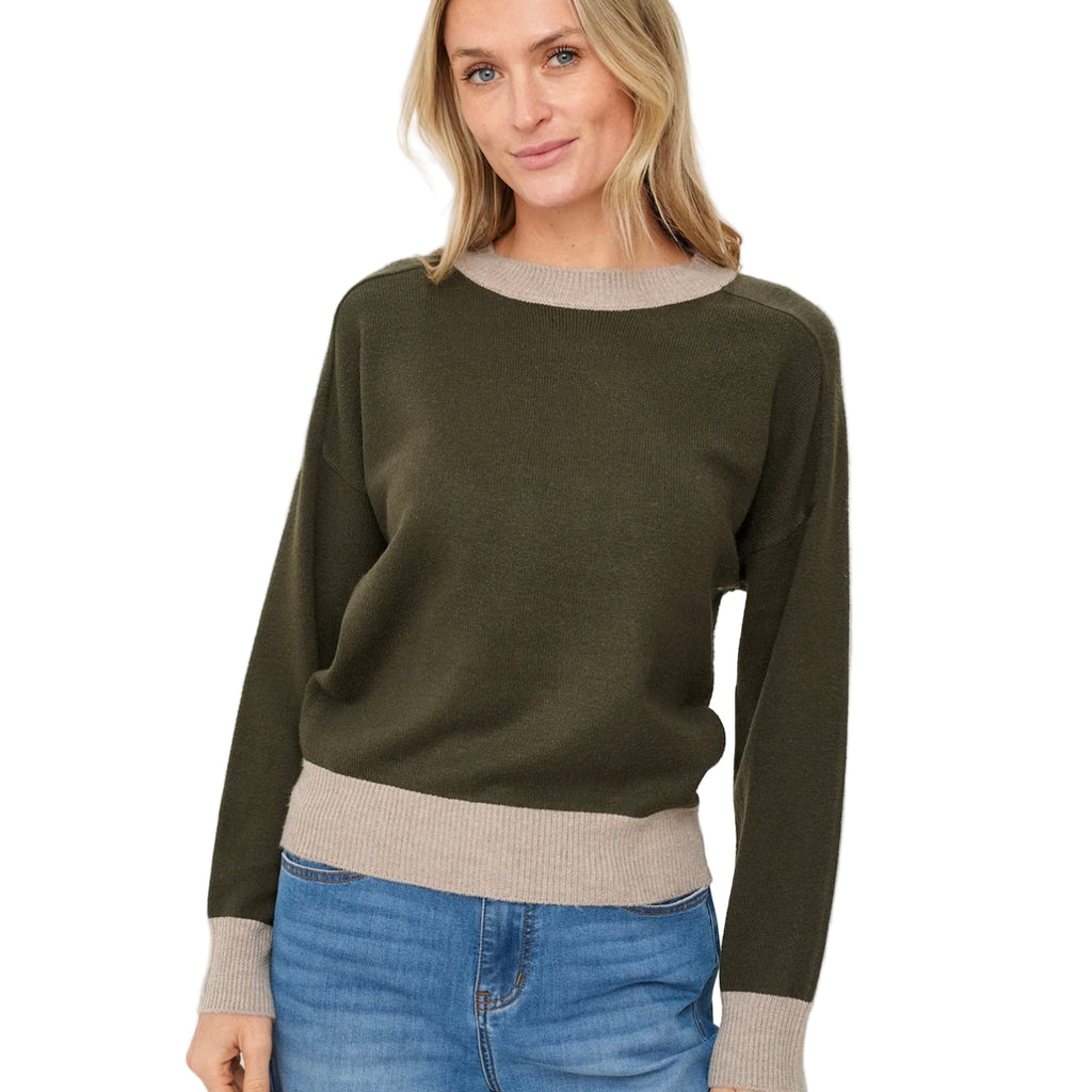 Dylan Crewneck Sweater In Olive