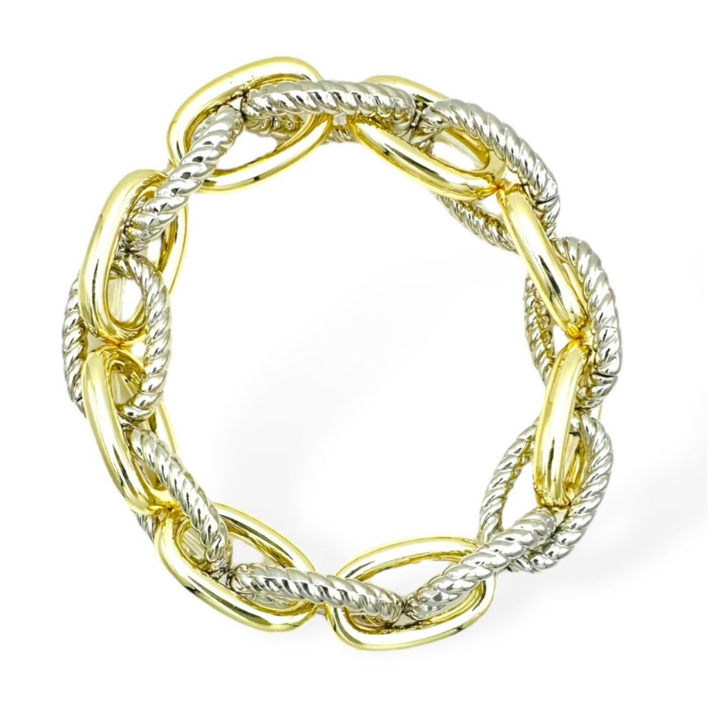 Gold Oval Large Link Stretch Bracelet