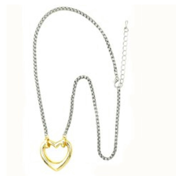 Box Chain With Gold Plated Open Heart