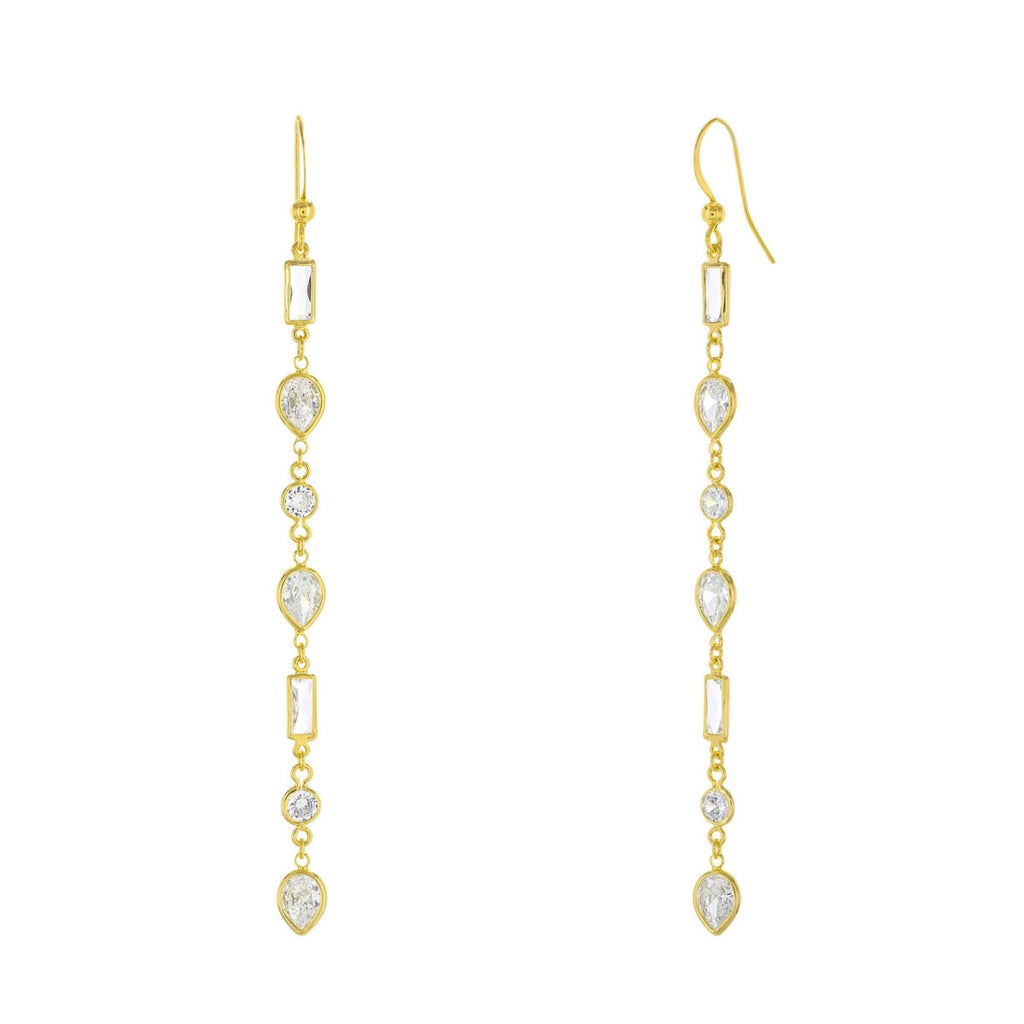 Mixed Shapes With CZ Dangle Earrings