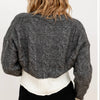 Elan Grey/ White Color Block Carrie Cardigan Sweater