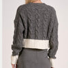 Elan Grey/ White Color Block Carrie Cardigan Sweater