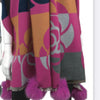 Fuchsia Woven Wide Scarf With Floral Pattern And Fox Poms