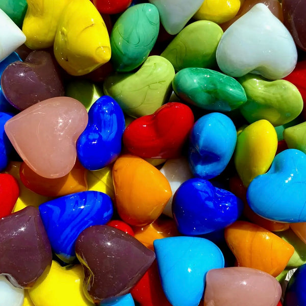 Rainbow Glass Pocket Hearts
