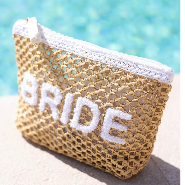“ BRIDE” Straw Zip Pouch