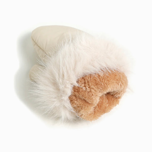 Nylon Satin Finish Fur Puffer Mittens