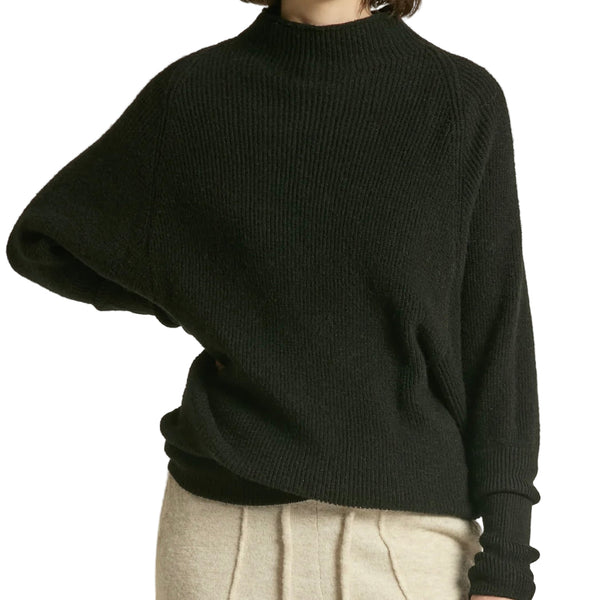 Mock Neck Sweater With Batwing Sleeves