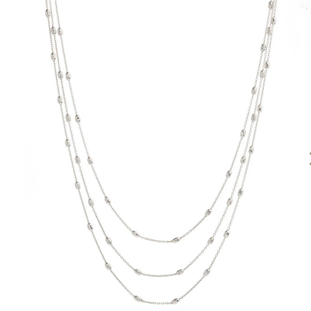 Three Strand Necklace With Diamond Cut Beads