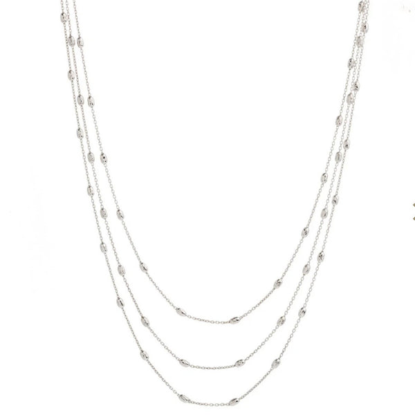 Three Strand Necklace With Diamond Cut Beads