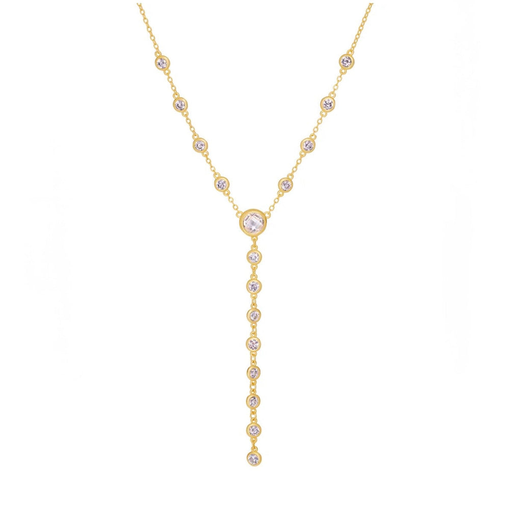 Bezel Set CZ Y Necklace