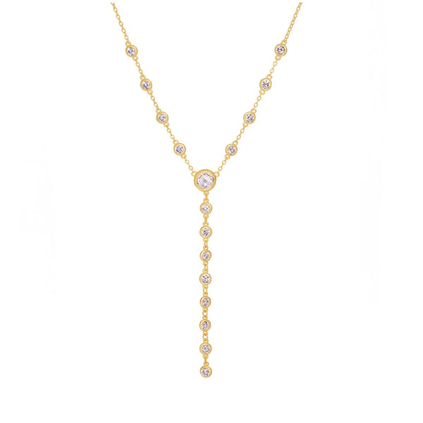 Bezel Set CZ Y Necklace