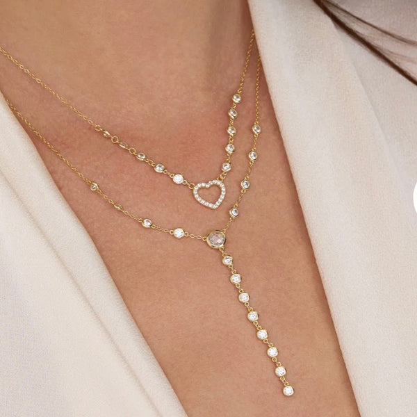 Bezel Set CZ Y Necklace