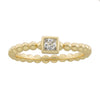 Gold Beaded Ring With Square Bezel CZ