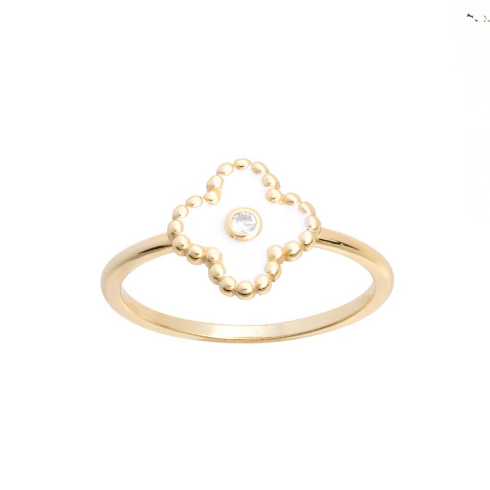 Clover Ring With CZ