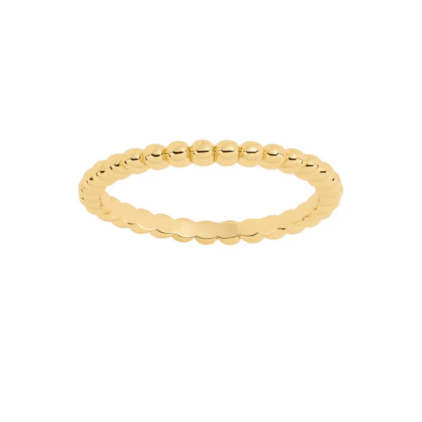 Gold Beaded Band Ring