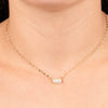 Mirror Link Chain With CZ Bar Choker Necklace