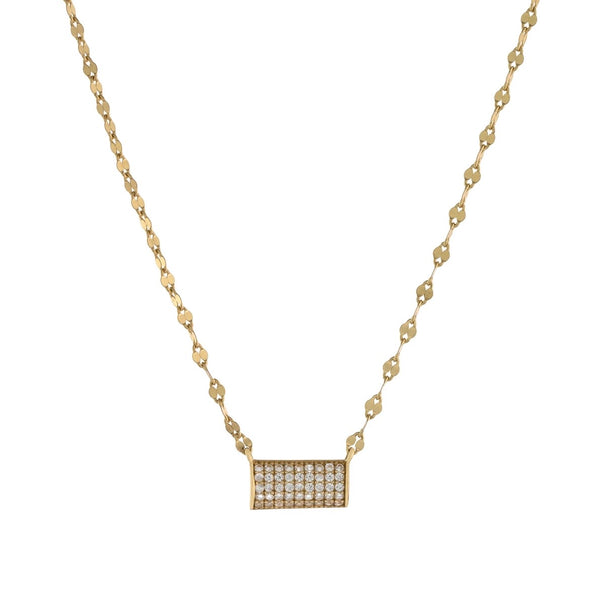 Mirror Link Chain With CZ Bar Choker Necklace