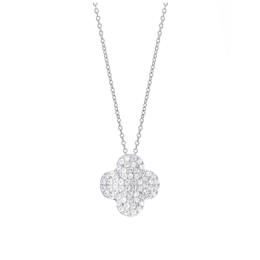 Pretty CZ Clover Necklace