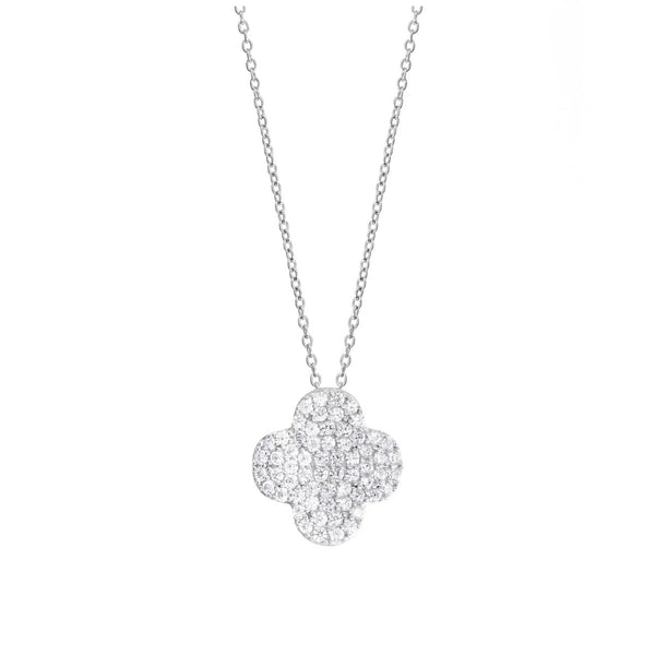 Pretty CZ Clover Necklace
