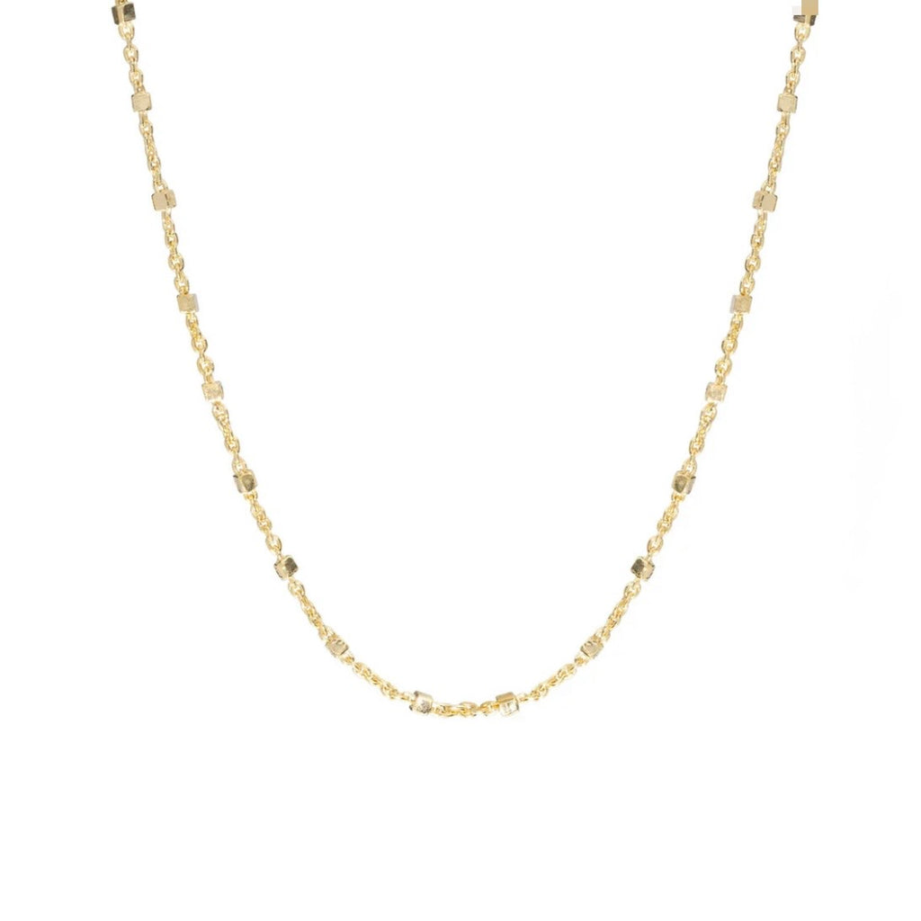 Gold Square Bead Station Chain