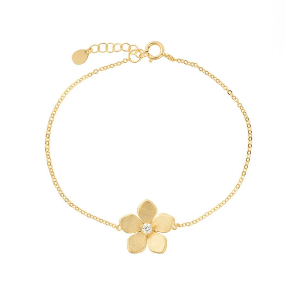 Matte Gold Flower and CZ Bracelet