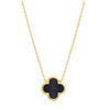 Gold with Mother of Pearl or Black Enamel Clover Necklace