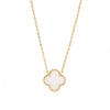 Gold with Mother of Pearl or Black Enamel Clover Necklace