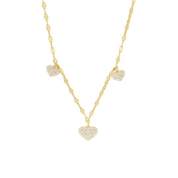 Mirror Link Chain With CZ Heart Charms