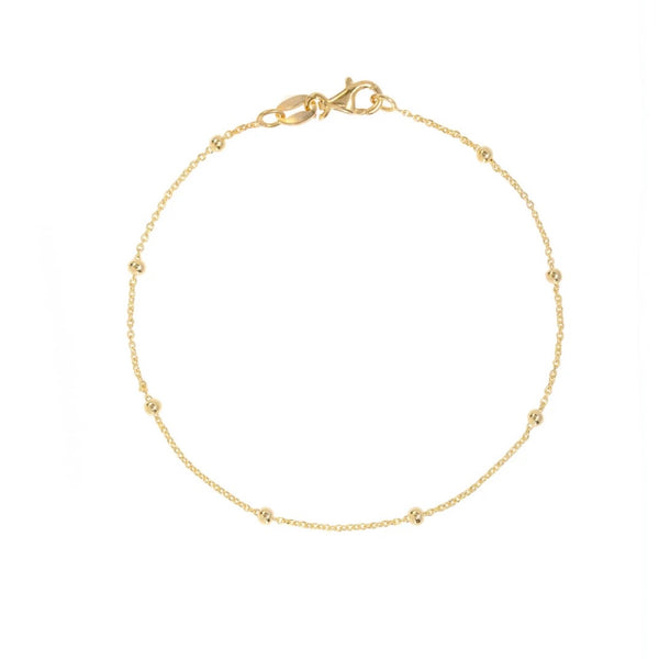Gold Beaded Gold Chain Necklace