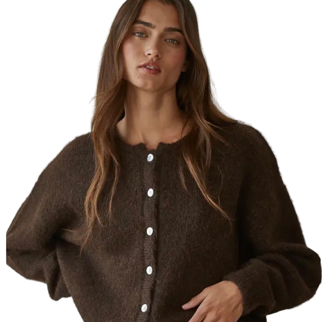 Dark Chocolate Long Sleeve Cardigan Sweater