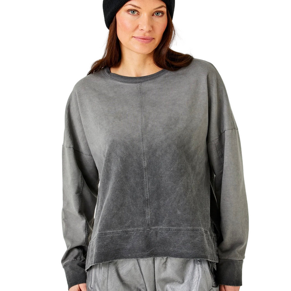 Jensen Distressed  Relaxed Sweatshirt With Wide Hem