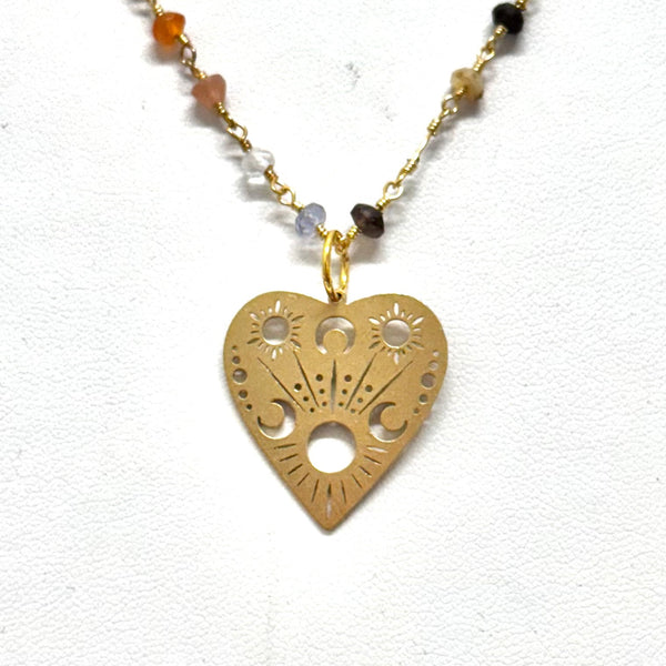 Celestial Heart Multi Color Stone Necklace