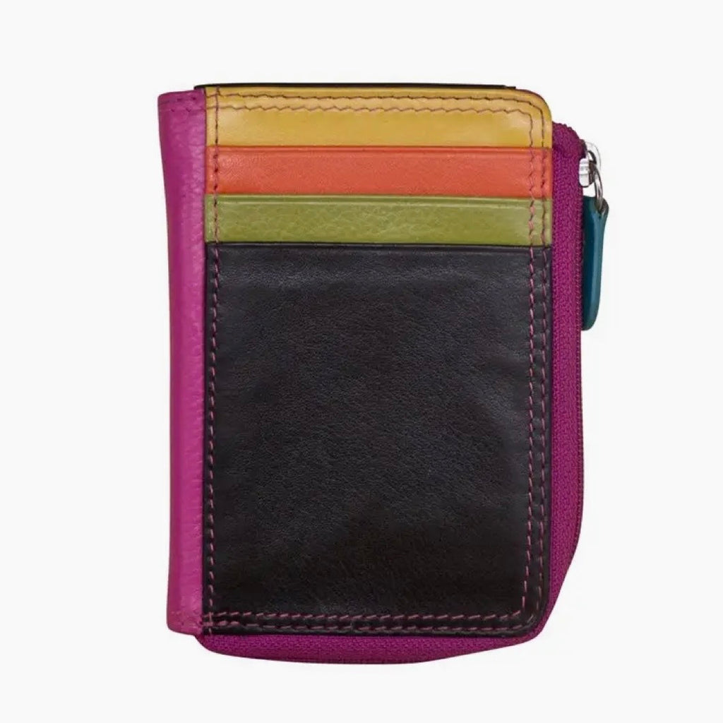 Leather Credit Card Holder With Zip Pocket