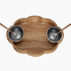 Silver Lining Wooden Bowl With 2 Bowls And 2 Spoons