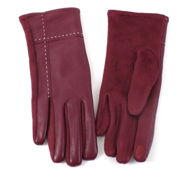 Text Friendly Faux Leather Stitch Gloves