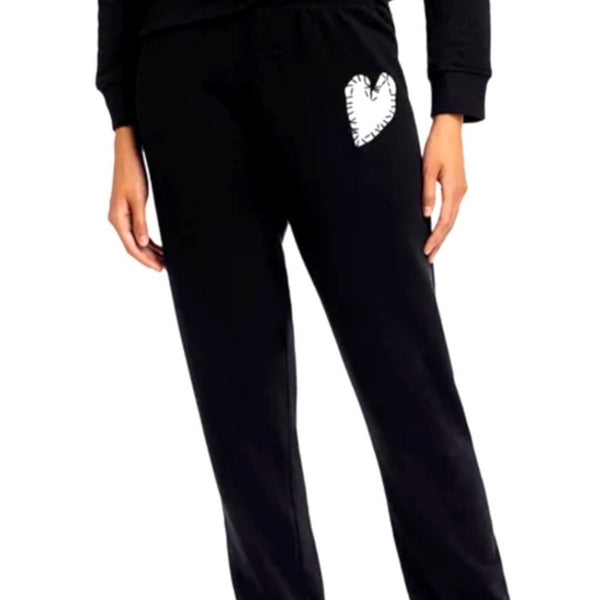 Kerri Rosenthal Black Sweatpants With White Heart