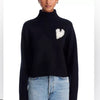 Kerri Rosenthal Cropped Turtleneck Heart Patch  Sweater