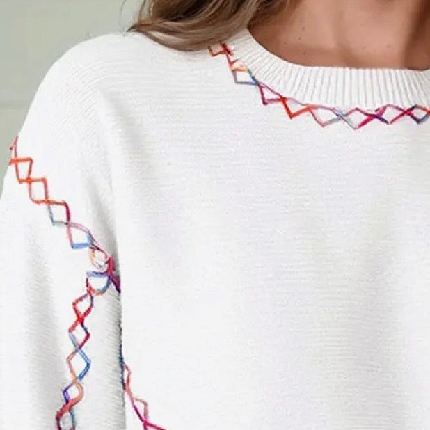 Cute Color Block Stitching Sweater