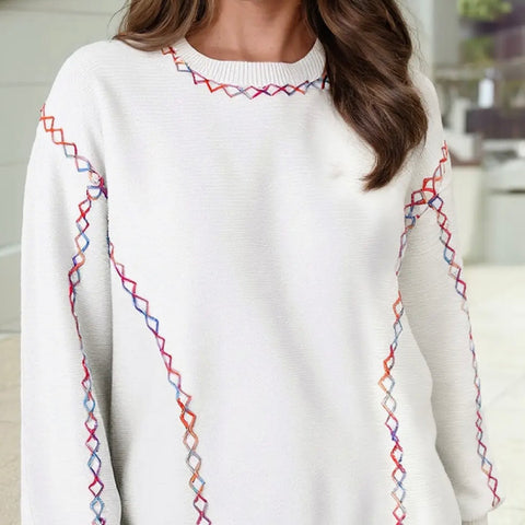Cute Color Block Stitching Sweater